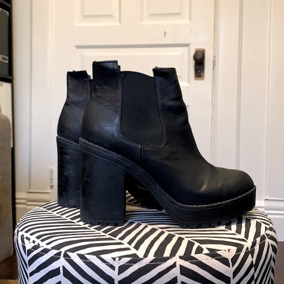 H&M Shoes | Hm Black Chunky Heeled Booties | Poshmark